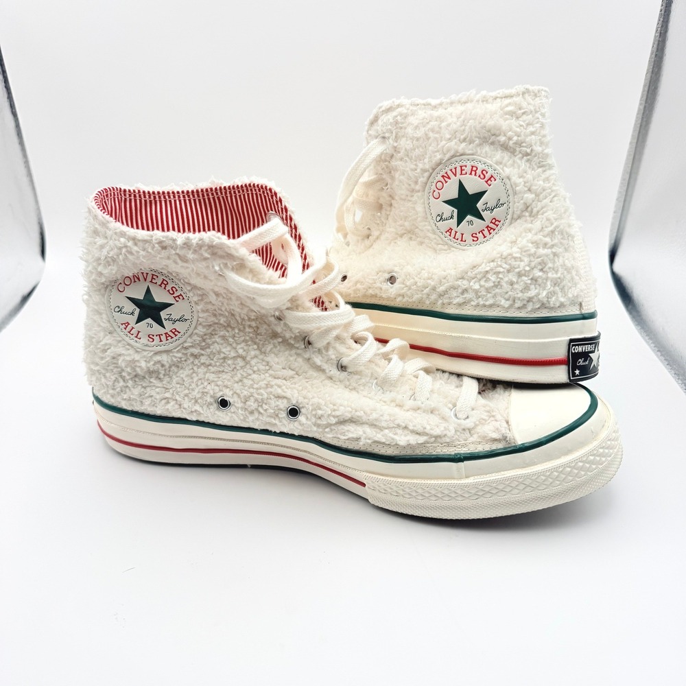 Converse Chuck 70" Sherpa Hi Top Winter Holidays Sneakers Mens 8.5 White